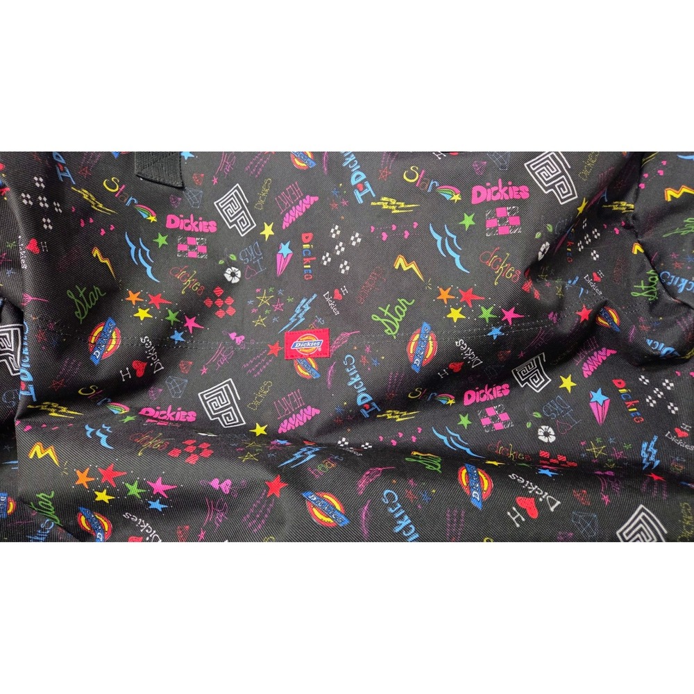 RARE Dickies Large Duffel Bag Black Graffiti Neon Star Travel‎ Gym Weekender Y2K